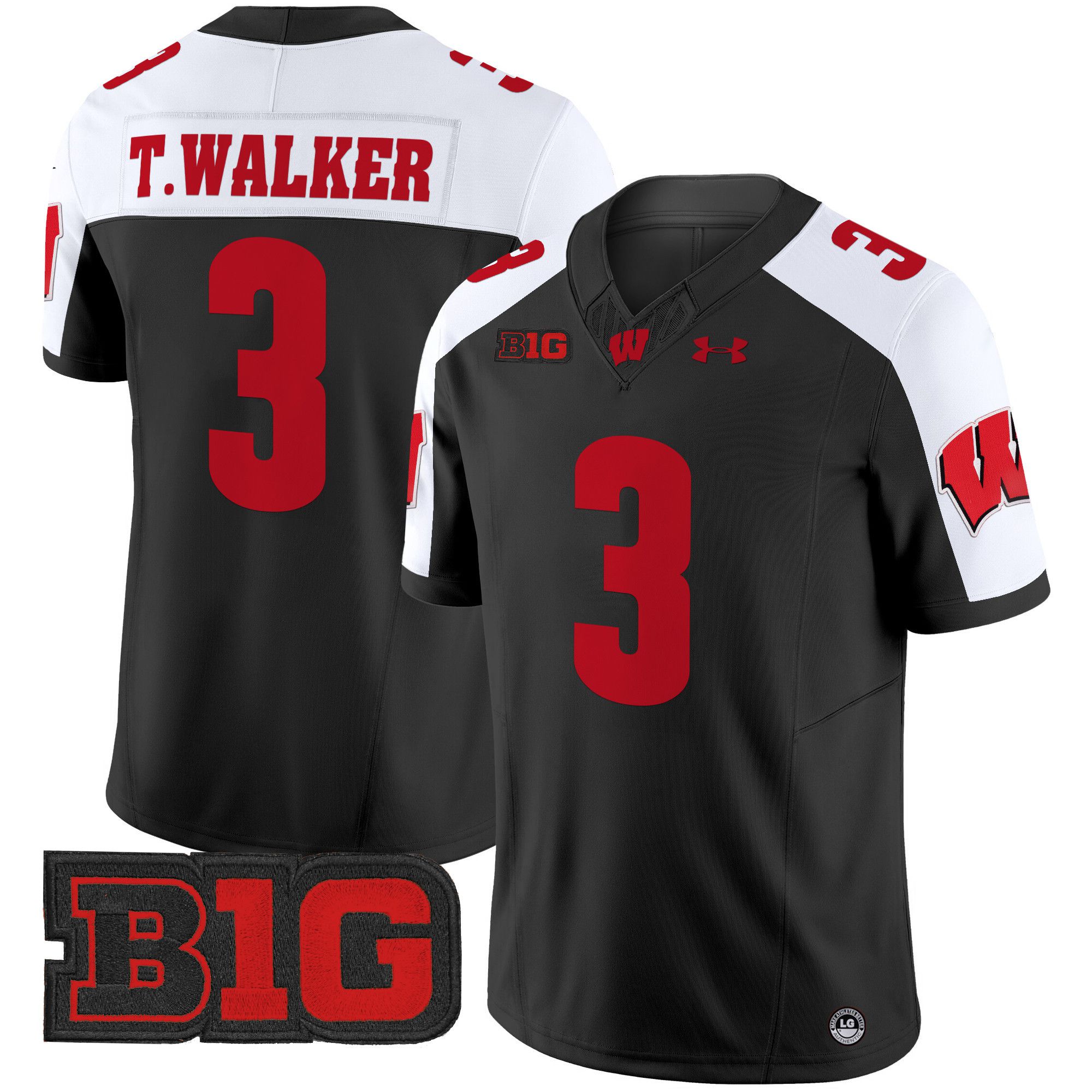 Men Wisconsin Badgers #3 T.Walker Black 2024 Vapor Limited NCAA Jersey